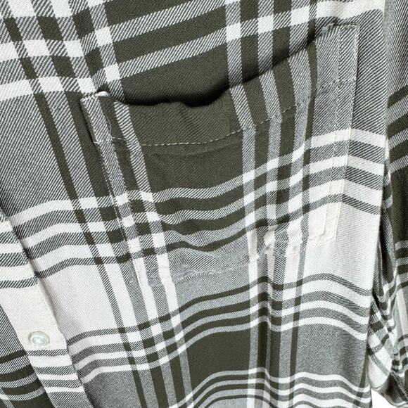 Lucky Brand Green Cream Plaid Long Sleeve Collared Button Up Flannel Top Size L - Picture 3 of 5